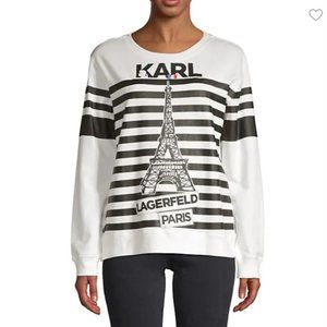 Karl Lagerfeld Paris Striped Cotton Sweatshirt XS